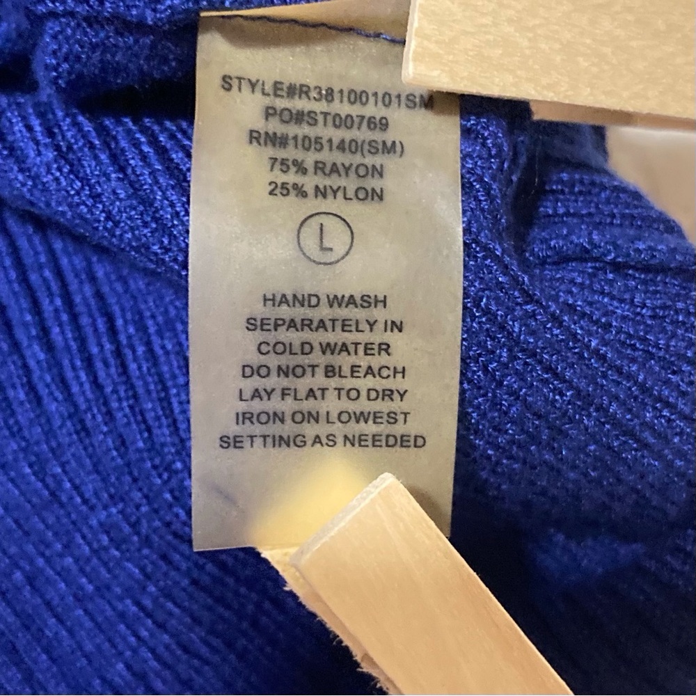 Red Brand | Cobalt Blue Cardigan Sweater with Gorgeous Rosette Detail | Size L - Picture 9 of 9